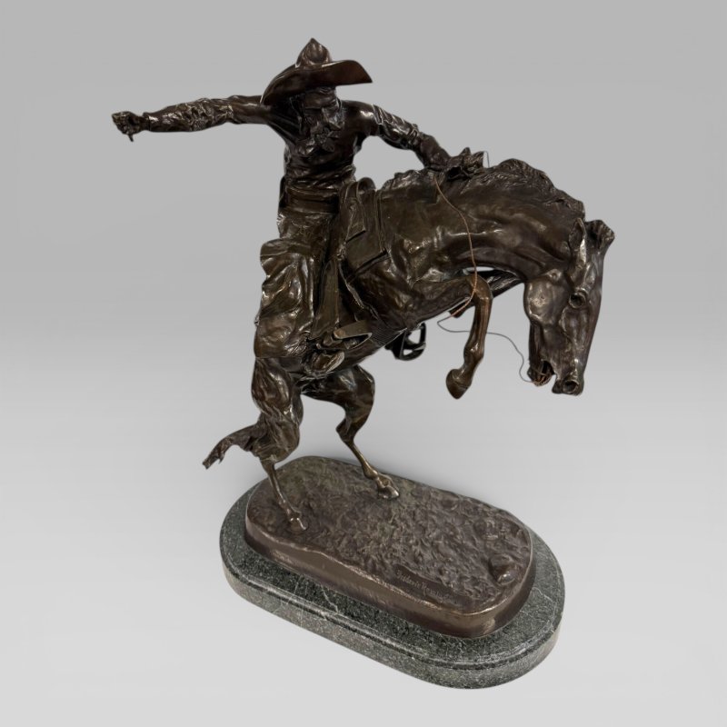 Large Cowboy Bronze ‘Bronco Buster’ After Frederic Remington, Early–Mid 20th - Image 6